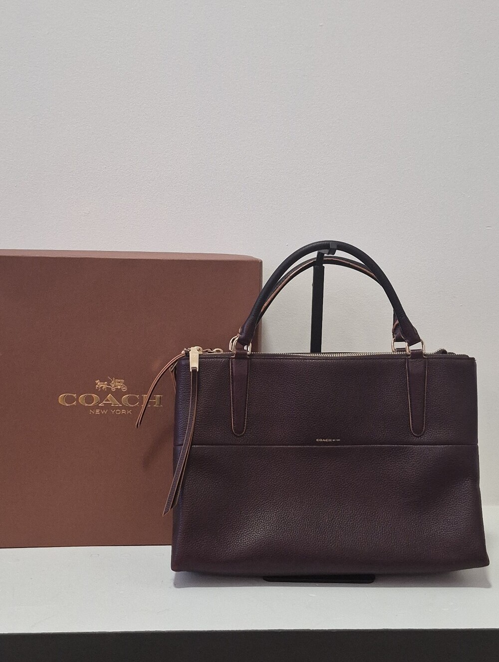 Coach Borough Bag In Pebbled Oxblood/Burgundy Leather